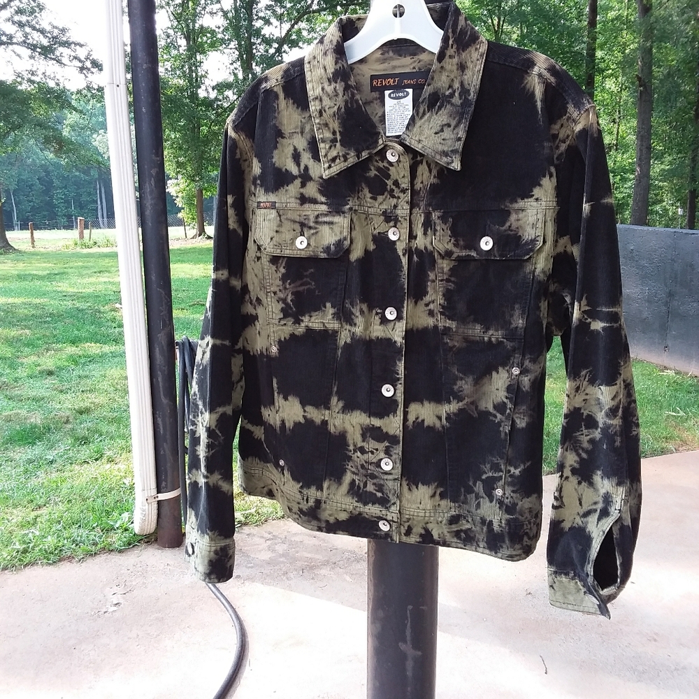 Revolt Corduroy Black and Olive Green Jean Jacket